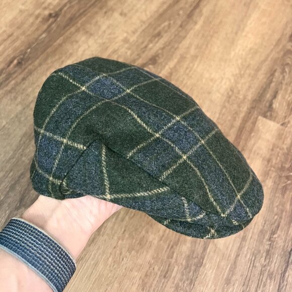 The Quiet Man Irish Flat Cap Green and Gray Wool Plaid - Picture 9 of 11
